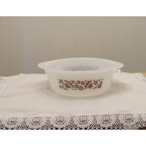 Vintage Glasbake 2 quart casserole / baking dish floral Brown pattern JS 810-77
